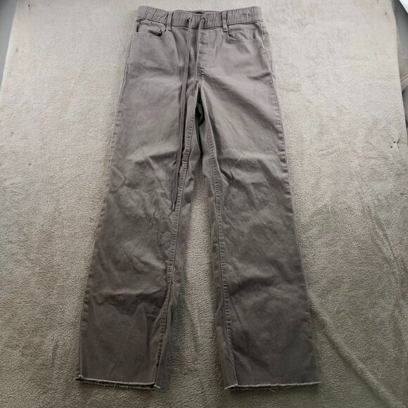 Sincerely Jules Womens Pants Small Wide Leg Raw Hem Casual Drastring Taupe - Picture 13 of 14